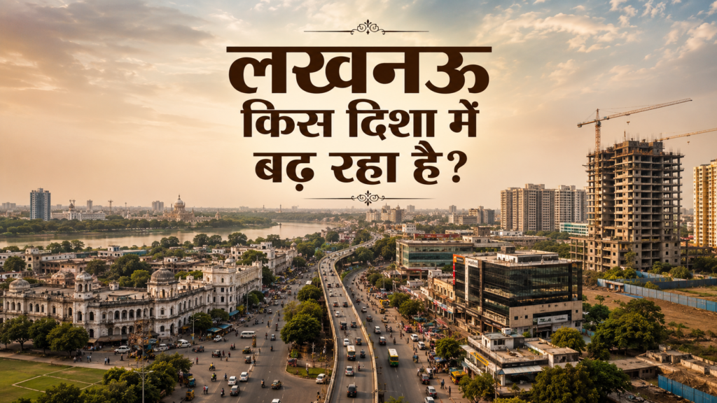 लखनऊ में नए विकास क्षेत्रों और आधुनिक शहरी विस्तार को दर्शाता दृश्य