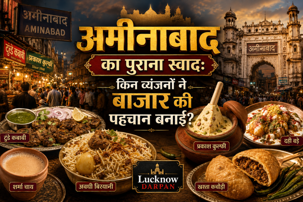 लखनऊ के अमीनाबाद बाजार में सुबह पूड़ी, जलेबी और कचौड़ी का पारंपरिक नाश्ता